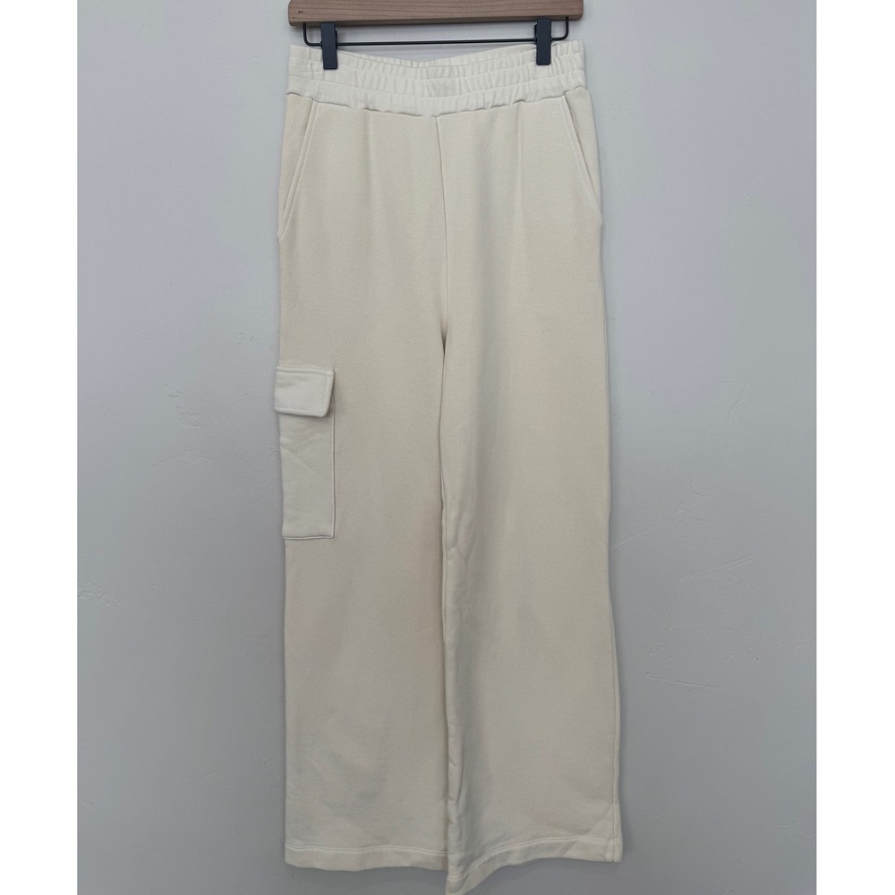 Sundry Ivory Cargo Sweatpants Wide Leg Minimal Size S Lounge Cozy Pull On Cream